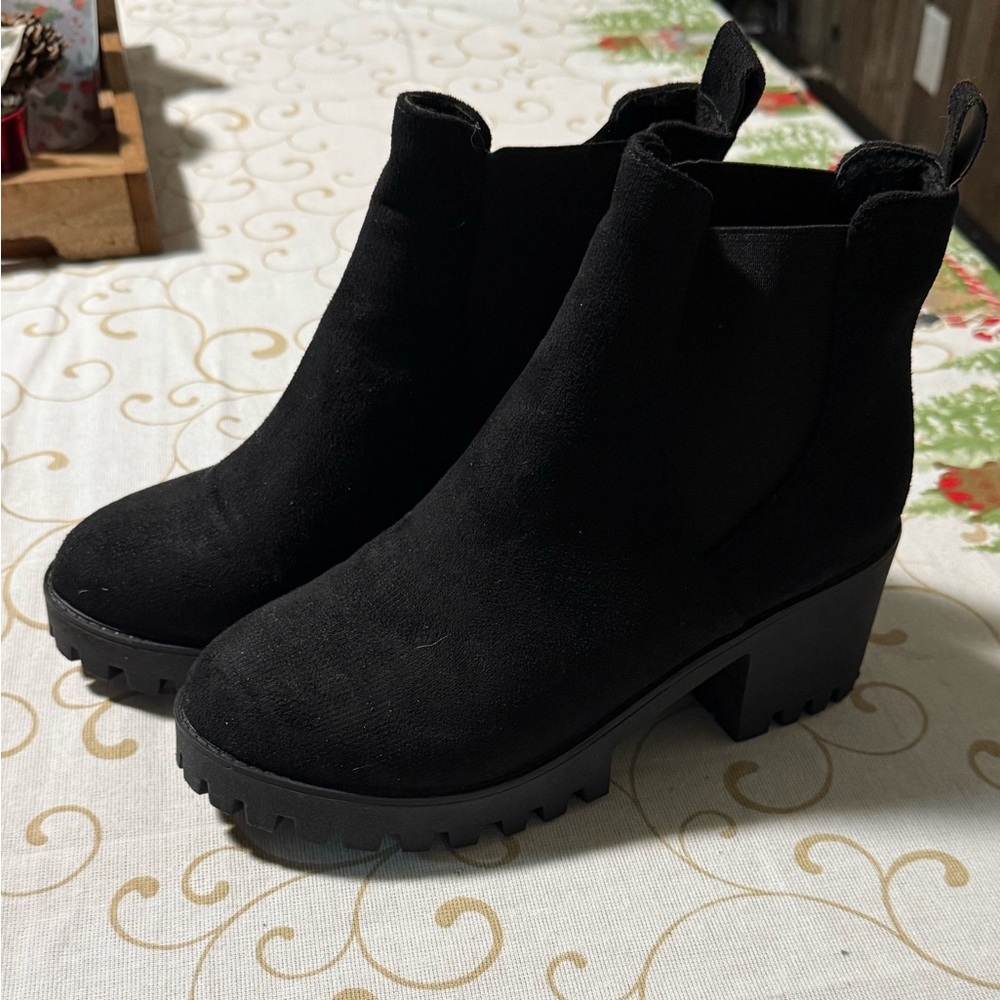 Black chunky booties